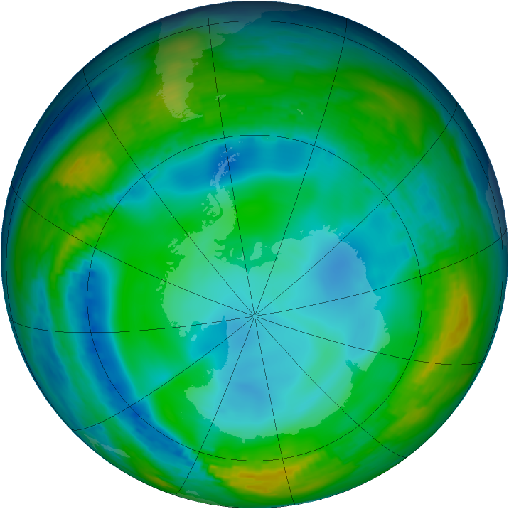 Antarctic ozone map for 08 June 1992